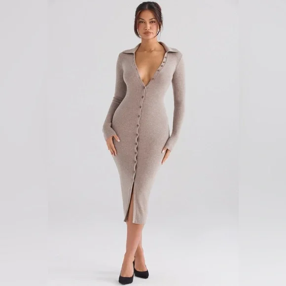 weqr dress beige Dotted Affair Beige Tulle Polka Dot Midi Dress